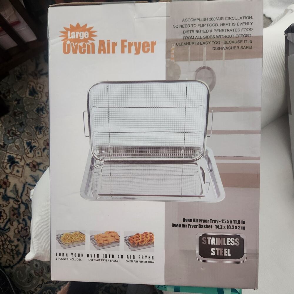 NIB Large Oven Air Fryer Tray And Basket Stainless Steel
